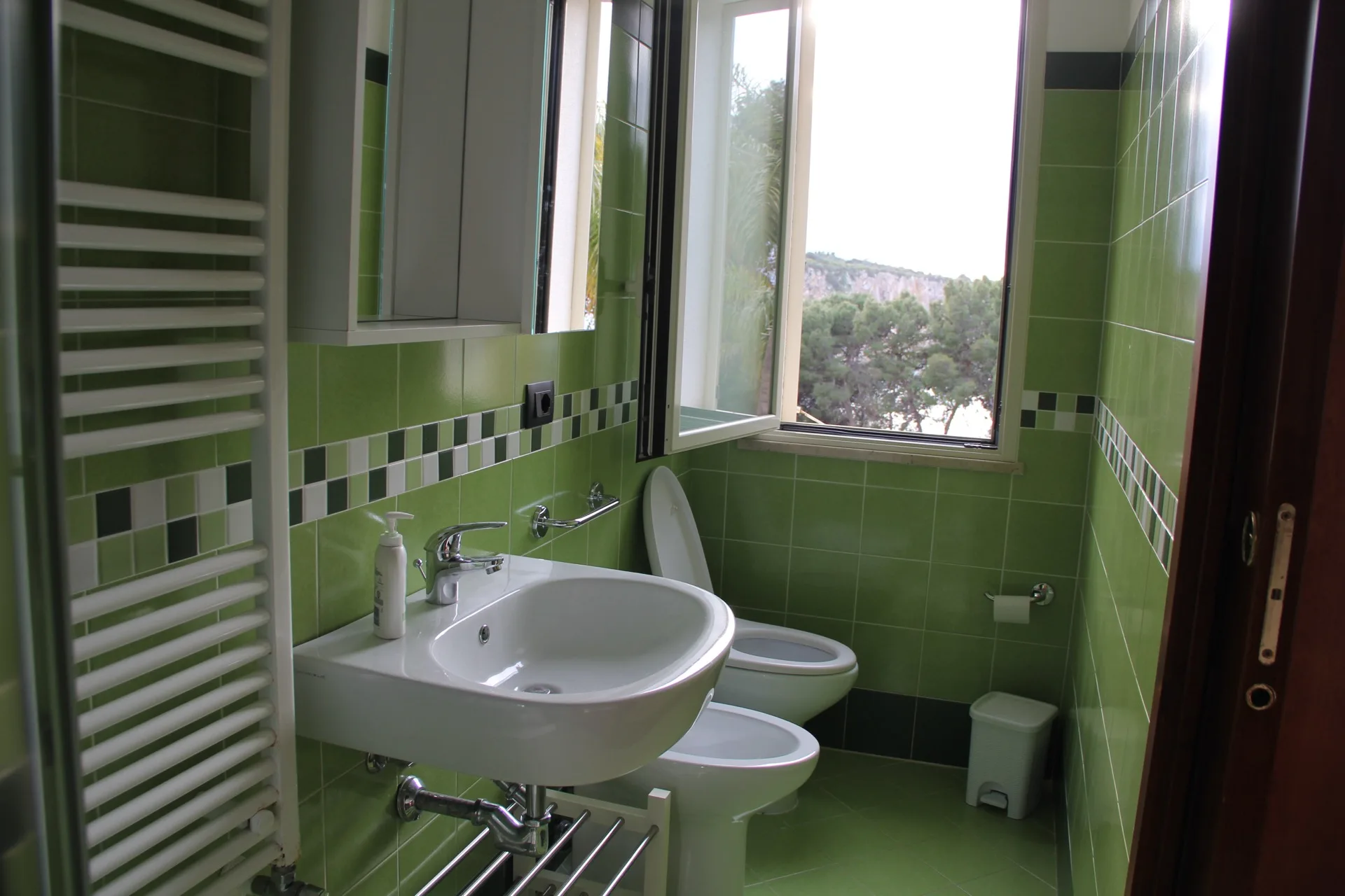 Bagno verde finestra vista
