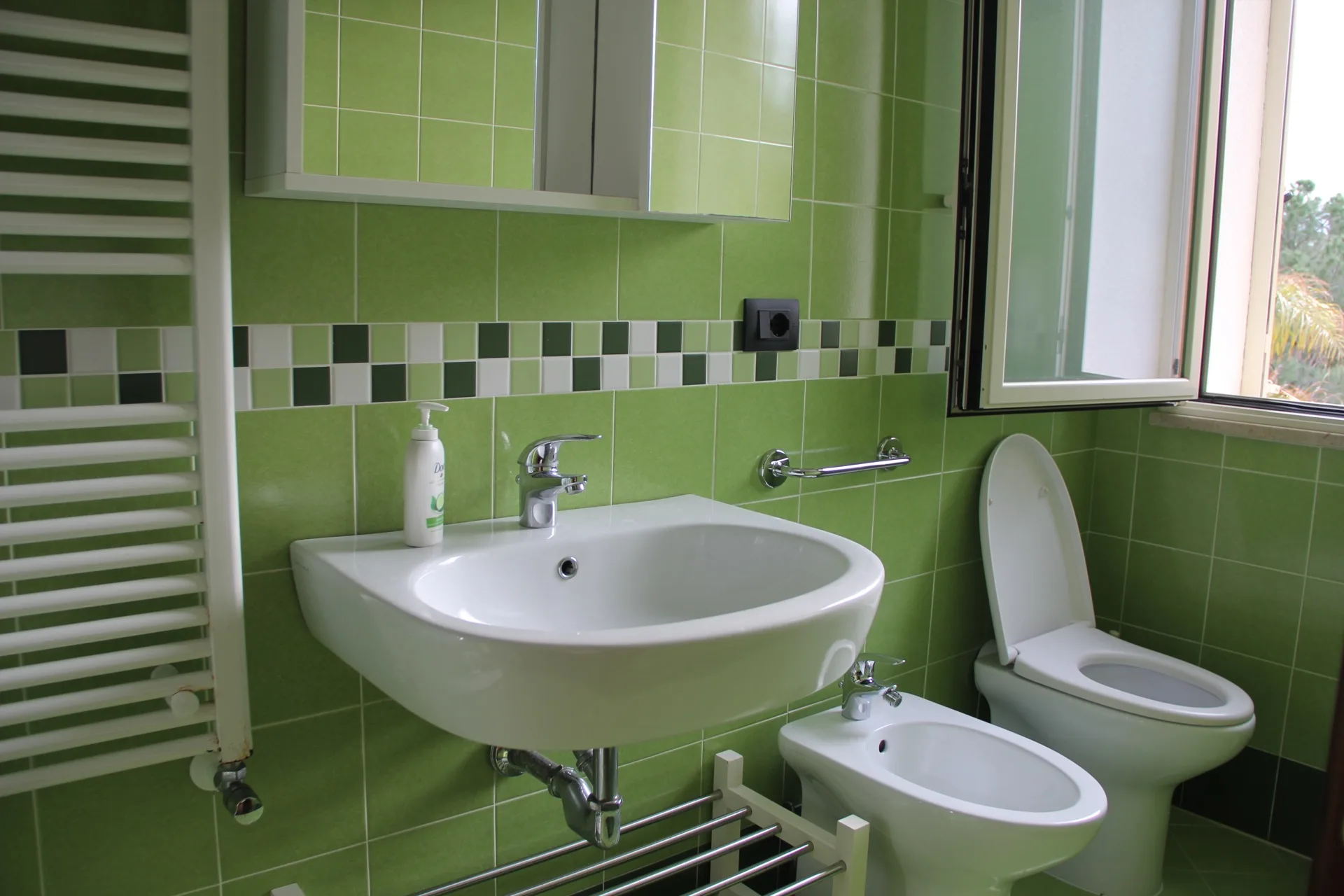 Bagno verde sanitari lavabo